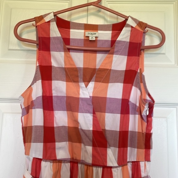 NWOT J.CREW Sz 8 cotton plaid belted V neck side zipper pockets knee length - Picture 6 of 12